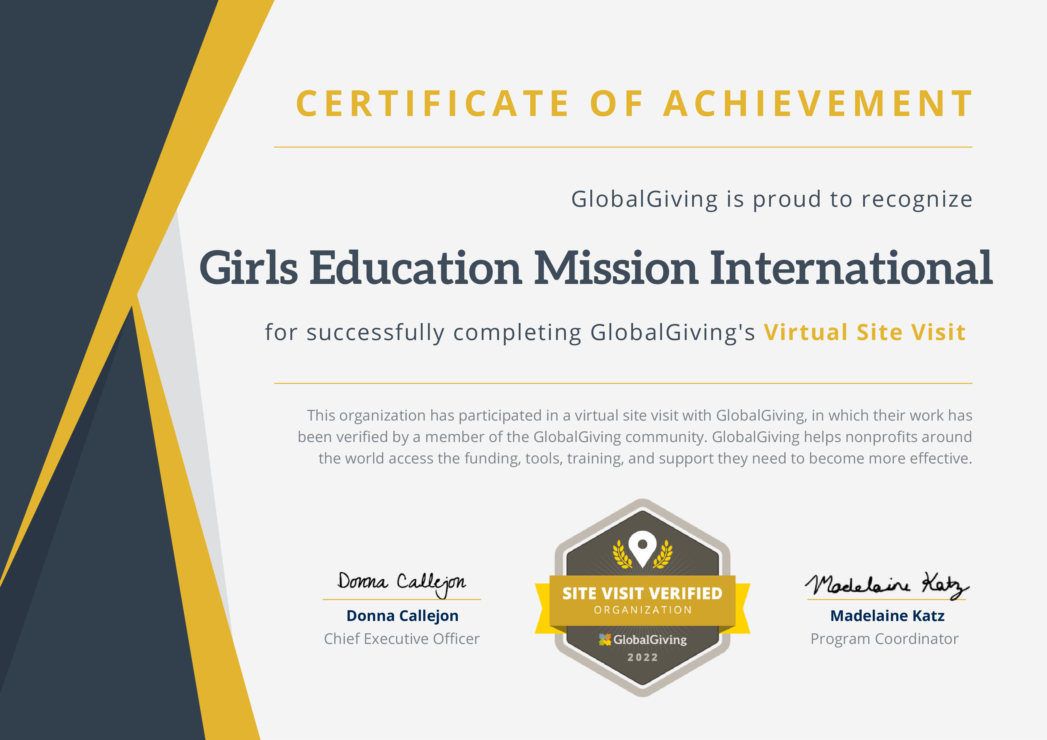 Girls Education Mission International VSV